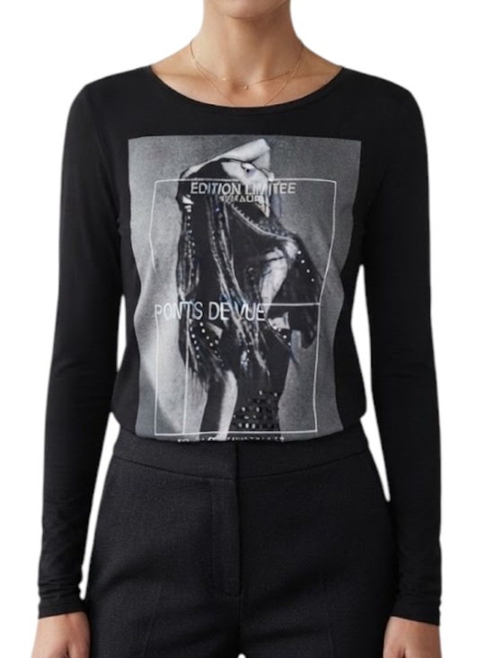 Zara Tops - ZARA White Black Collection Minimalist Graphic Print Tee Modern M